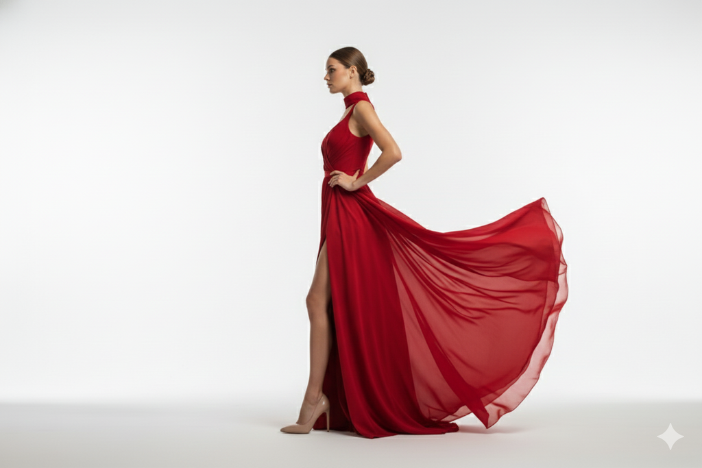 High-Neck Evening Gown