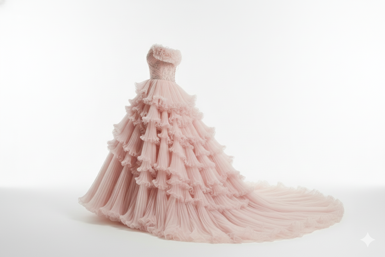 Aurelia Side-Sweep Chiffon Gown