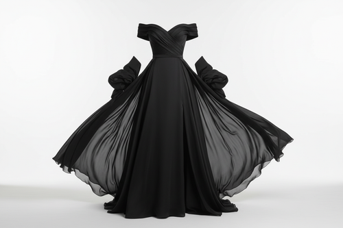 gown in black off shoulder